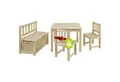 Produktbild: BOMI Kindersitzgruppe Holzsitzgruppe Anna, (4-tlg), Kindertischgruppe aus Holz (4tlg. Tisch, Kinderbank, 2 x Stühle)