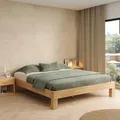 Produktbild: skølm Floki Massivholzbett 180x200 cm aus Buche - hochwertiges Bettgestell - Bettrahmen ohne Bettkopf - Holzbett in Natur geölt - Bett 180x200 cm geeignet als Doppelbett - Futonbett