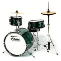 Produktbild: Fame 3 PC Drumset Green, Schlagzeug mit Bass Drum, Tom, Snare, Hardware und Hocker, inklusive Zubehör und Drumsticks