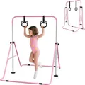 Produktbild: Homcom - Kinder Gymnastik Turnreck 5-stufige Höhenverstellbar Reckstange Reckanlage Mit Gymnastikringen Für Indoor Bis 50 Kg Belastbar Stahl Rosa