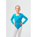 Produktbild: tanzmuster Crop-Top Langarm Ballett Top Mia aus wunderbar weicher Baumwolle Oberteil für Mädchen fürs Kinder Ballett blau 128/134