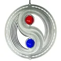 Produktbild: Windspiel Edelstahl Yin Yang Ø 18 cm Frame mit 2 Glaskugeln Windspinner