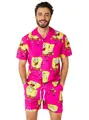 Produktbild: Opposuits Partyanzug Sommer Kombi Spongebob Pink - Strand Kostüm, Da gerät der Schwammkopf in Ekstase - Hemd und Shorts für die Beachp