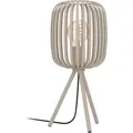 Produktbild: Tischlampe Romazzina, Stativ Nachttischlampe, Dreibein Tischleuchte aus Metall in Sandfarben, Deko Schlafzimmer, Wohnzimmer Tisch Lampe mit E27