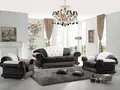 Produktbild: XL Chesterfield Sofagarnitur 3/2/1 Oriental Leder UVP*7.290 schwarz-weiß