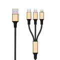 Produktbild: 2GO 3in1 USB Ladekabel Micro-USB,Apple,TypeC Nylon 1,5m gold
