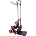 Produktbild: PROREGAL Klappbarer Profi-Treppensteiger TAURUS 150 HxBxT 110 x 45 x 61 cm Traglast 150 kg Stahlrahmen Ergonomische Griffe TPR-Gummiräder Rot-Schwarz