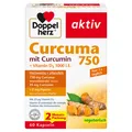 Produktbild: Curcuma 750 60 Kapseln – Curcumin plus Vitamin D3 1000 I.E. für Immunsystem