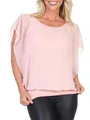 Produktbild: simaranda Damen Bluse Chiffon luftige Sommer Tunika mit Carmen Ausschnitt Blusenshirt Elegant Schulterfreies Oberteil Top 661 (DE/NL/SE/PL, Numerisch, 42, 46, Große Größen, Regular, Rosa)