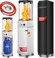 Produktbild: KESSER® Gasheizstrahler 4/8 kW Gas Piezozündung Heizung + Gasdruckregler + Cover, 360° Rollen Kippschutz, Terrassenheizstrahler Gasheizung Gasheizer Outdoor Kamin Mobiler Heizpilz, Heizer, Schwarz