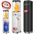Produktbild: KESSER® Gasheizstrahler 4/8 kW Gas Piezozündung Heizung + Gasdruckregler + Cover, 360° Rollen Kippschutz, Terrassenheizstrahler Gasheizung Gasheizer Outdoor Kamin Mobiler Heizpilz, Heizer, Weiß