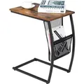 Produktbild: Beistelltisch mit Seitentasche, C-förmig Laptoptisch Sofatisch Betttisch, Holz Metall, Industrie,52x35x63cm - Costway