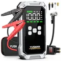 Produktbild: YUSMAN Starthilfe Powerbank mit Kompressor | 8000A Auto Starthilfe für alle Benzinmotoren & 7L Diesel | 150PSI Luftpumpe mit LCD & Multifunktions-Taschenlampe