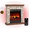 Produktbild: Lienz Elektrischer Kamin 1800W Steindekor Polystone Fernbedienung Steinoptik/Braun