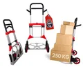 Produktbild: PROREGAL Klappbare Profi-Sackkarre Elephant | HxBxT 112x60x61cm | Traglast 250kg | Aluminium, ergonomische Griffe, Leichtlauf-Vollgummiräder | Schwarz-Rot-Silber | Transportkarre Staplerkarre