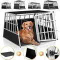 Produktbild: CADOCA® Hundetransportbox Aluminium Hundebox Kofferraum robust verschließbar trapezförmig XXL 97x90x70cm Reisebox Autobox Tiertransportbox - Silber
