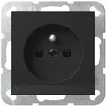 Produktbild: Gira 4489005 Steckdose mit Erdungsstift, 16A 250V~, LED, Shutter, System 55, schwarz matt