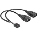 Produktbild: Delock USB-Kabel USB 2.0Pfostenstecker 8pol, USB-A Buchse 20.00cm Schwarz UL-Zertifiziert