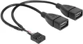 Produktbild: Delock USB-Kabel USB 2.0Pfostenstecker 8pol., USB-A Buchse 0.20m Schwarz UL-zertifiziert 83292