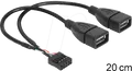 Produktbild: DELOCK 83292 - USB 2.0 Kabel, 2x A Buchse auf Pinheader