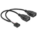 Produktbild: Delock Kabel USB 2.0 Typ-A 2 x Buchse auf Pin Header # 83292