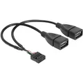 Produktbild: Delock USB-Kabel  USB 2.0 Pfostenstecker 8pol., USB-A Buchse 0.20 m Schwarz U...