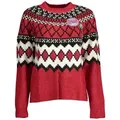 Produktbild: Desigual Rauten-Cropped-Pullover in Rot mit Floralmuster, Größe XL