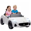 Produktbild: AIYAPLAY Kinder Elektroauto Maserati 12V 2-Sitzer Kinderauto mit 2,4 GHz Fernbedienung, 2 Motor, Elektrofahrzeug mit Federung, Musik, USB, Hupe, LED-Leuchten, für 3-8 Jahre, 3-8 km/h, Weiß