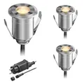 Produktbild: ledscom.de LED Boden-Einbauleuchte BINO für außen, IP67, 32mm Ø, warmweiß, 3er Set