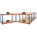 Produktbild: Proregal Mega Deal | 5x Profi Werkbank STRONG BEAST | HxBxT 90x150x60cm | Fachlast 500kg | Blau-Orange