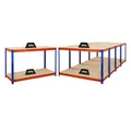Produktbild: Mega Deal | 5x Profi Werkbank STRONG BEAST | HxBxT 90x150x60cm | Fachlast 500kg | Blau-Orange