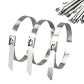 Produktbild: 20 Stück Edelstahl Kabelbinder 500 * 7,9mm Silber Kabelbinder Metall Abnehmbar Stahl Kabelbinder mit Selbstsicherung für Auspuffaufwicklung, Kabelbündelung, Gartenpflege, Fester Zaun und Markise