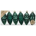 Produktbild: 6 Christbaumschmuck Zapfen 9cm Kunststoff Christbaumkugeln matt & glänzend mit Glitzer Weihnachtskugeln Mix Weihnachtsbaumschmuck Bruchsicher Grün