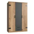 Produktbild: Drehtürenschrank - Plankeneiche - Grafit - 3 Türen - 135 cm breit Kleiderschrank
