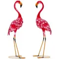 Produktbild: Costway 2er Set Flamingo Gartenstatuen Metallfigur Rosa