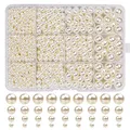 Produktbild: 1320 Glasperlen Beige Kunstperle Runde Perlen, Cremeweiß Nachahmung Perlen für Schmuckherstellung Halskette Armbänder Schmuck Basteln(∅ 4, 6, 8, 10 mm)