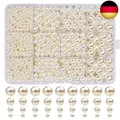 Produktbild: 1320 Glasperlen Beige Kunstperle Runde Perlen, Cremeweiß Nachahmung Perlen für S
