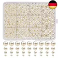 Produktbild: 1320 Glasperlen Beige Kunstperle Runde Perlen, Cremeweiß Nachahmung Perlen für S
