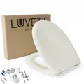 Produktbild: LUVETT® Toilettendeckel mit Absenkautomatik C770 oval, WC-Sitz mit 3 Befestigungsvarianten zur Wahl, Klobrille zum abnehmen aus antibakteriellem Duroplast, Farbe:Pergamon Weiß