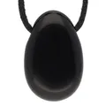 Produktbild: Lebensquelle Plus Schwarzer Obsidian Tropfenanhänger | Gebohrter Trommelstein Anhänger mit Baumwollband | Hochwertiger Edelsteinanhänger