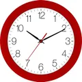 Produktbild: Eurotime Funkwanduhr, 30 cm, Rot, Kunststoffgehäuse, gewölbtes Echtglas, automatische Zeitein- und Zeitumstellung von Sommer- und Winterzeit, klares Zifferblatt, 52800-01-2
