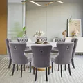 Produktbild: 8er Esszimmerstühle Samt Stuhl Set Esszimmer Sessel Küchenstuhl Holzbeine Grau