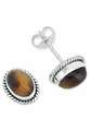 Produktbild: Ohrstecker 925 Silber Tigerauge brauner Stein Edelstein Ohrringe echt Silber Damen Sterling Silber Stecker Geschenk(MOS-021-18)