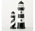 Produktbild: BOLTZE GRUPPE GmbH Kerzenlaterne Laterne Faro Leuchtturm weiß/schwarz Eisen H 46 + 73 cm 2er Set