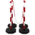 Produktbild: 4 Absperrpfosten Kettenpfosten Begrenzungspfosten Personenleitsystem mit 3x 1,50m Kette Kunststoff Rot / Weiß - Bituxx