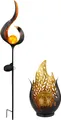 Produktbild: 2er Set LED Solarleuchte, Metall Glas, schwarz, gold,