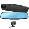 Produktbild: Dashcam Rückspiegel Vorder- und Rückseite HD 1080P 4 Zoll Bildschirm