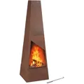 Produktbild: Relaxdays Gartenkamin Cortenstahl, Aschekasten, Feuerrost & Schürhaken, Edelrost Terrassenofen, Hbt: 149x45x45cm, Braun
