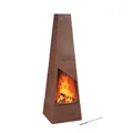 Produktbild: Relaxdays Gartenkamin Cortenstahl, Aschekasten, Feuerrost & Schürhaken, Edelrost Terrassenofen, HBT: 149x45x45cm, braun