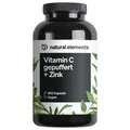 Produktbild: natural elements Vitamin C – 360 Kapseln – 1000mg + 15mg Zink – fermentiert, gepuffert magenschonend